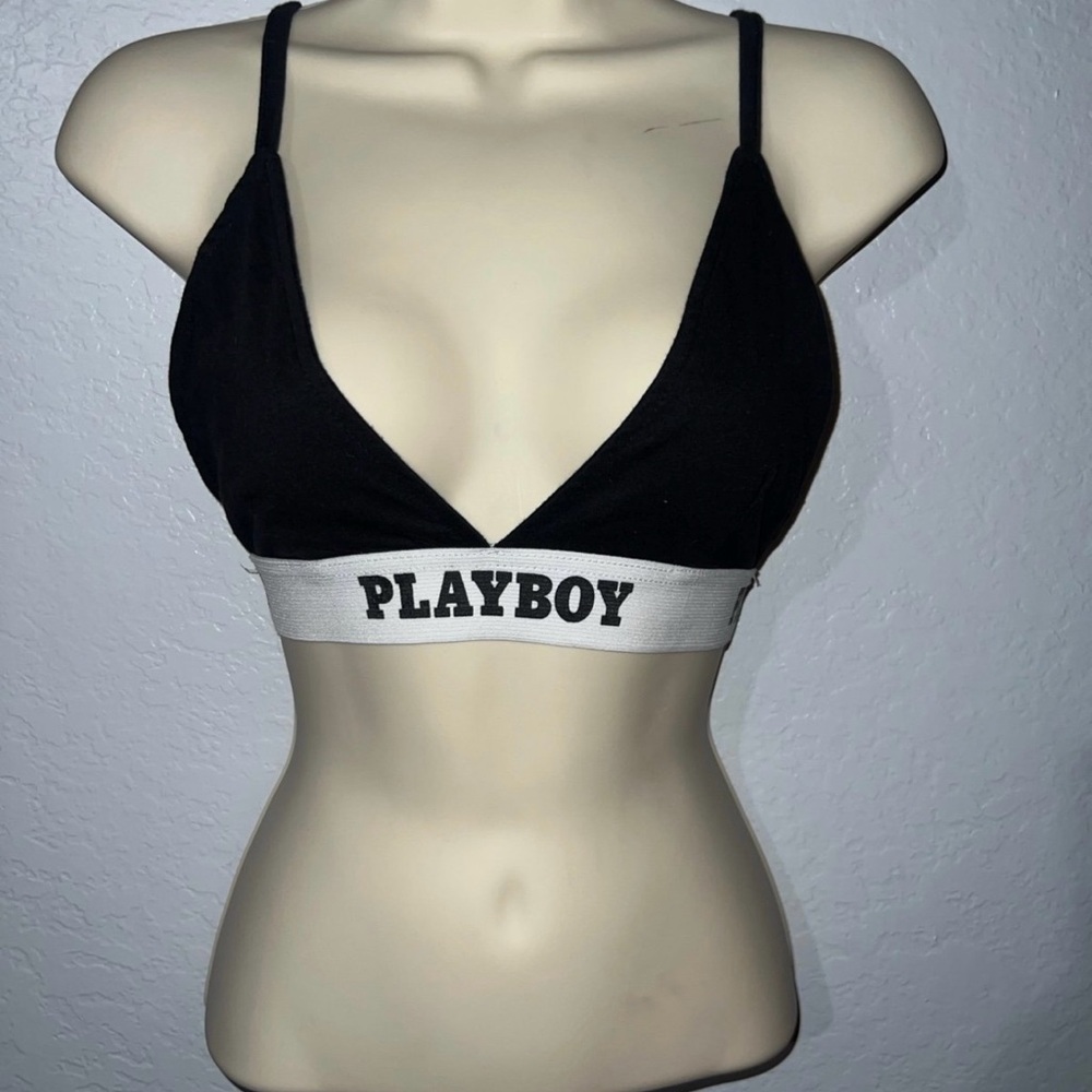 PLAYBOY Black Bralette with Logo Band